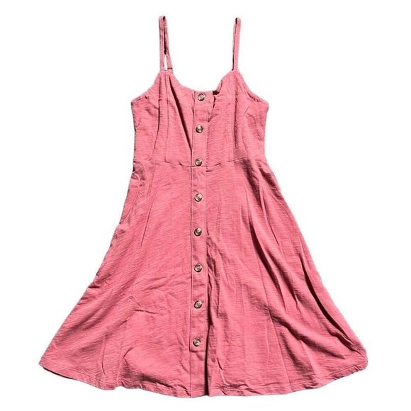 Old Navy Mini Dress Women's XS Pink Button Front Spaghetti Strap Casual Preppy - Picture 1 of 6